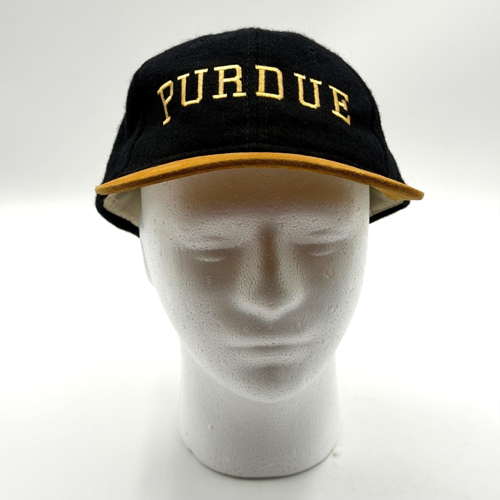 Kudzu Purdue University Wool Felt Hat Suede Brim Black Gold Adjustable Strap Cap